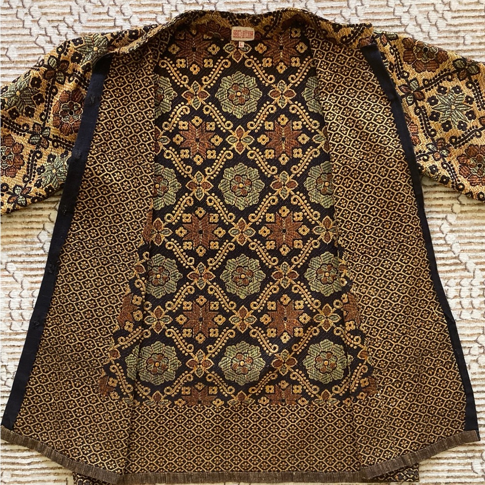 Vintage Women’s Hand Woven Cotton Tapestry Jacket/Coat - Large (Made in India)